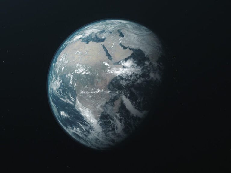 Earth orbit zoom reverse open space background