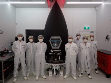 Members of Astroscale Japan's ADRAS J Team at Rocket Lab